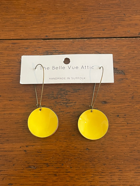 ENAMEL HALF PENNY EARRINGS | LEMON YELLOW
