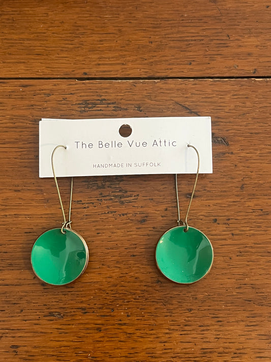 ENAMEL HALF PENNY EARRINGS | GRASS GREEN