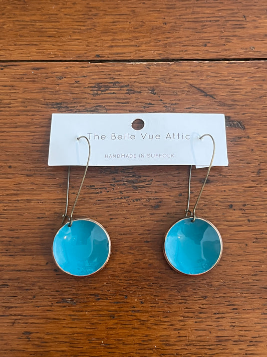 ENAMEL HALF PENNY EARRINGS | DARK TEAL