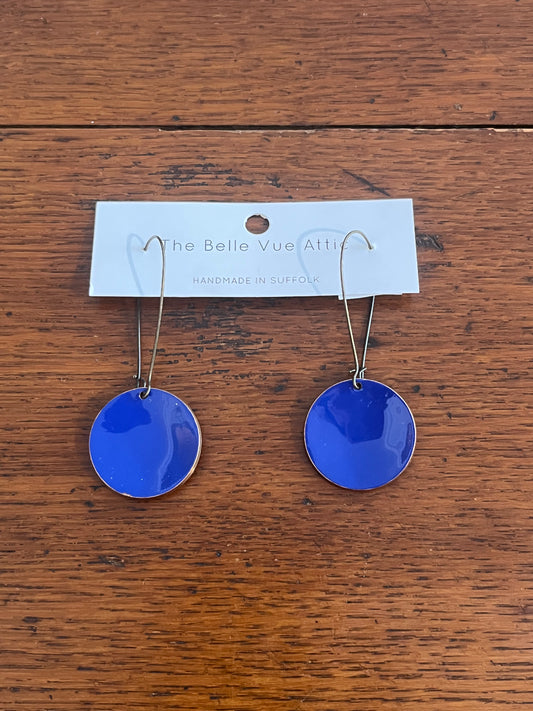 ENAMEL HALF PENNY EARRINGS | LAPIS BLUE