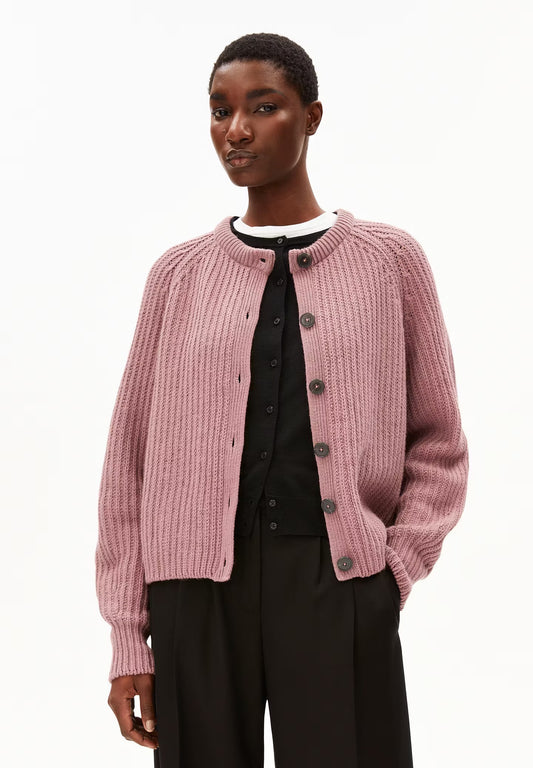 SELMAA ORGANIC COTTON & WOOL CARDIGAN | LIGHT BERRY