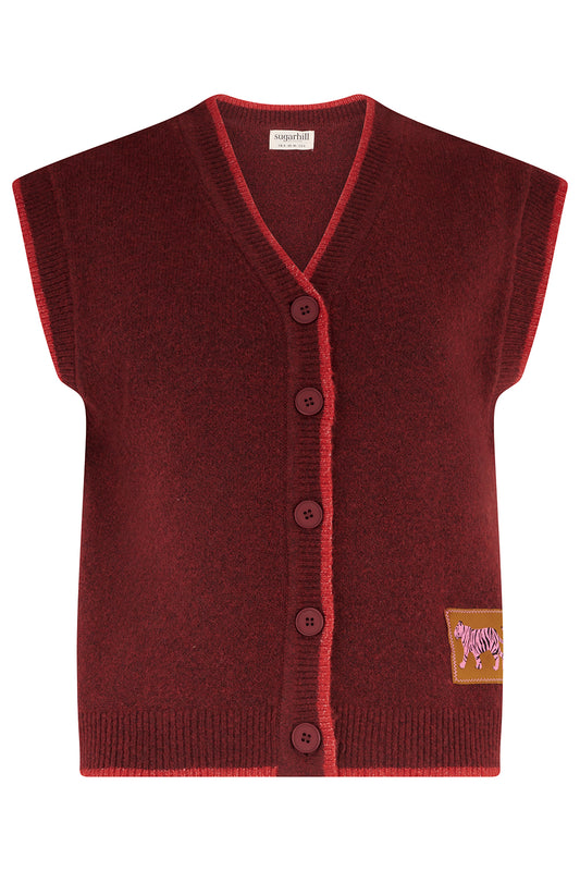 AMBER KNIT GILET | BURGUNDY