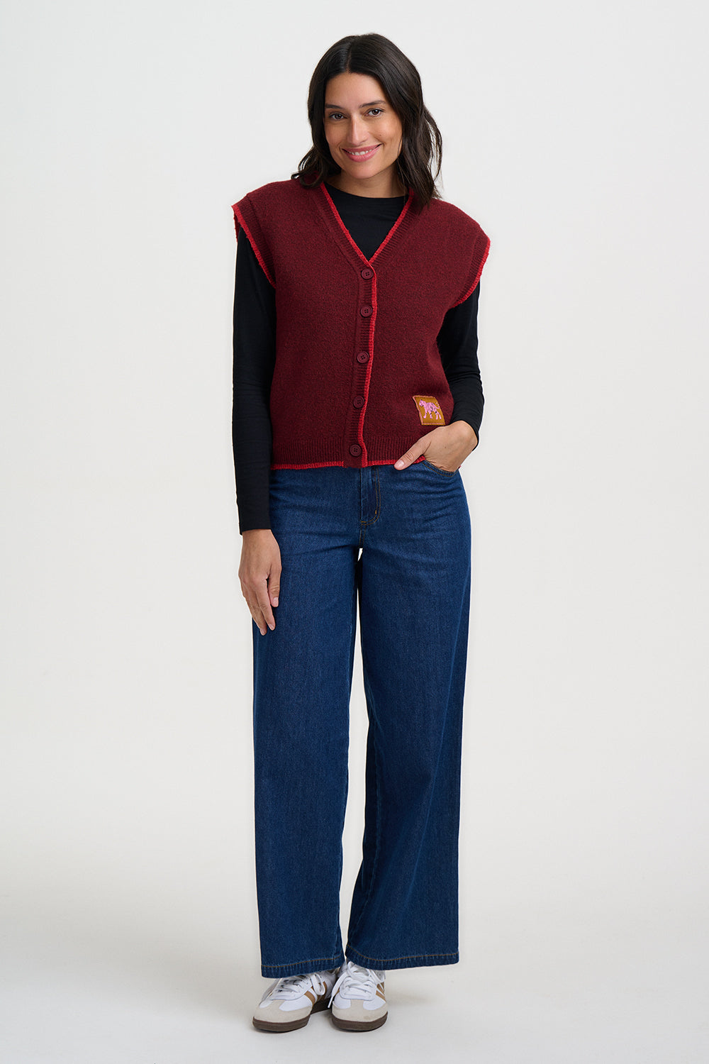 AMBER KNIT GILET | BURGUNDY