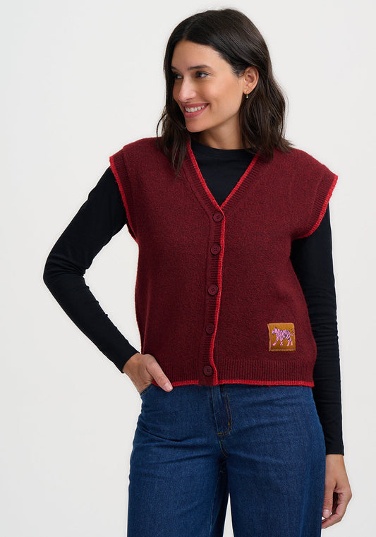 AMBER KNIT GILET | BURGUNDY