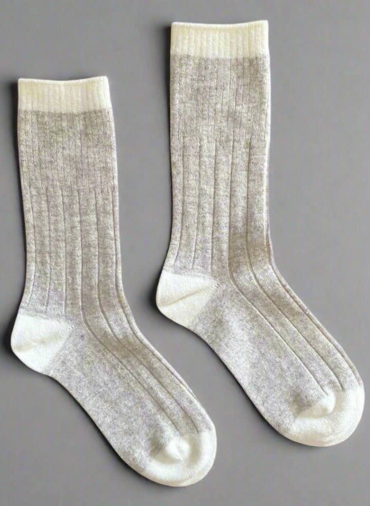 MERINO WOOL BANDED SOCKS | SAND