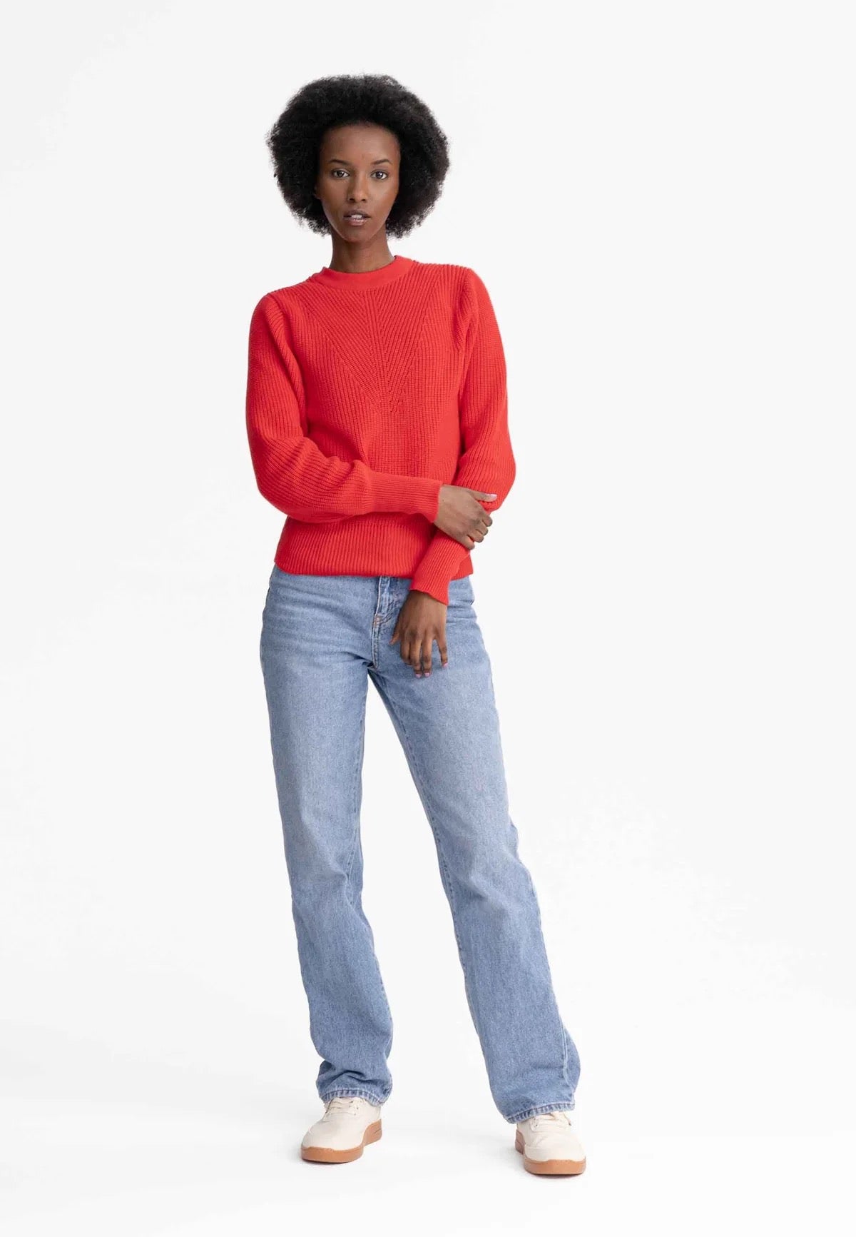 GAURI ORGANIC COTTON CREW NECK JUMPER | POPPY