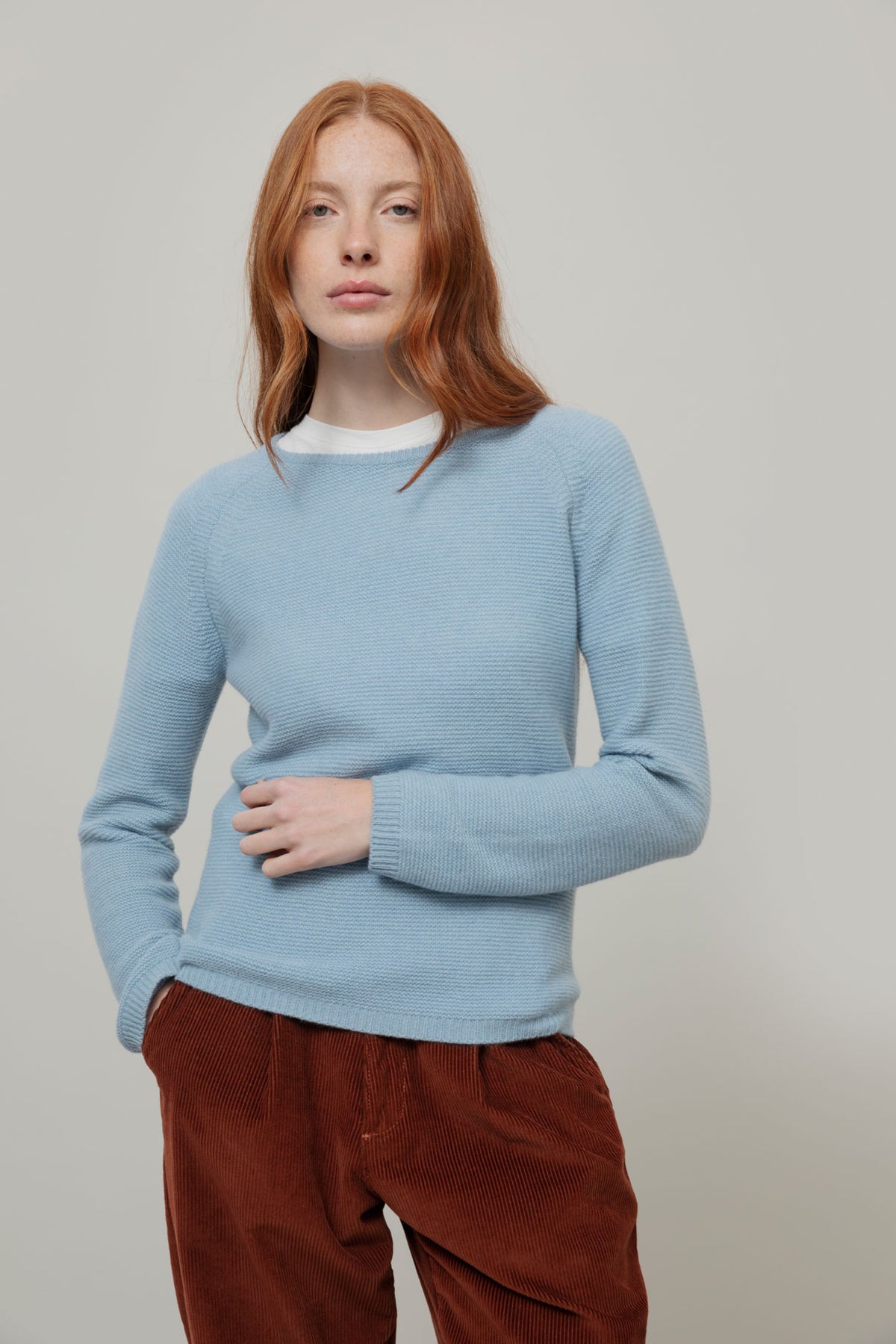 Rifò Women's Recycled Cashmere Jumper Giulietta – Powder Blue