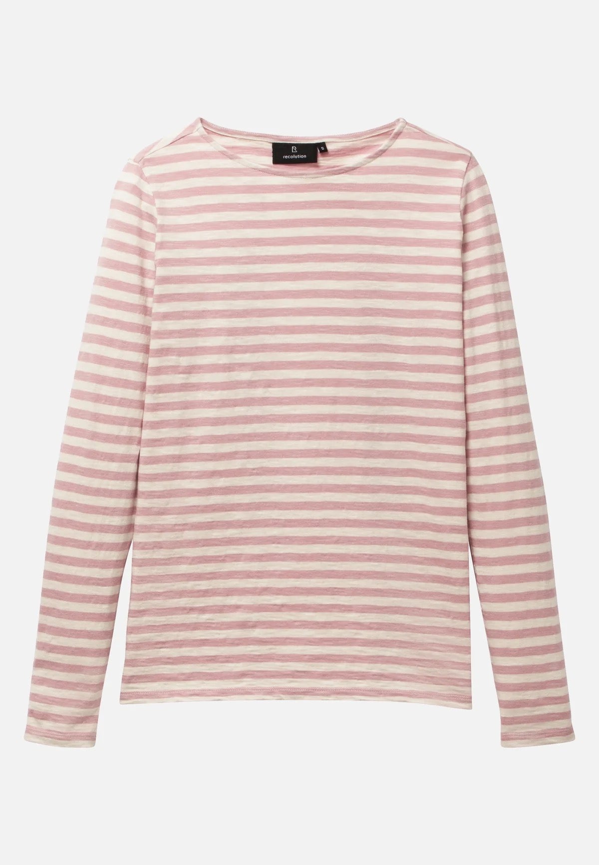 IRIS STRIPES ORGANIC COTTON LONG SLEEVE TOP | BLUSH