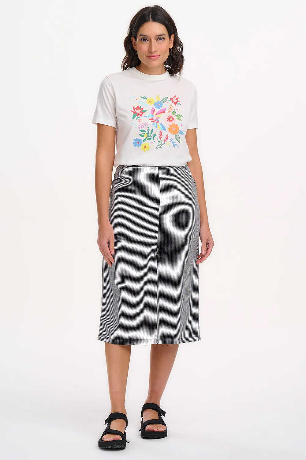 AMAYA MIDI SKIRT | MONOCHROME STRIPE