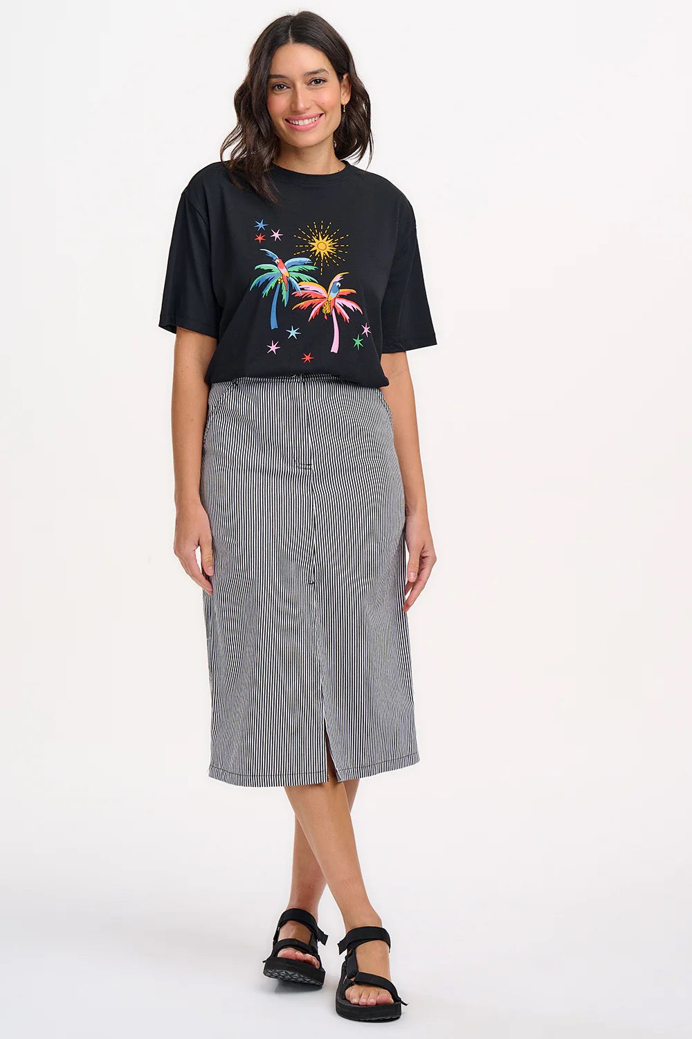 AMAYA MIDI SKIRT | MONOCHROME STRIPE