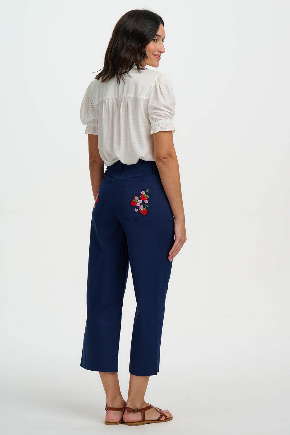 ANGELIQUE SHIRRED EMBROIDERED BLOUSE | OFF WHITE - WILD STRAWBERRY