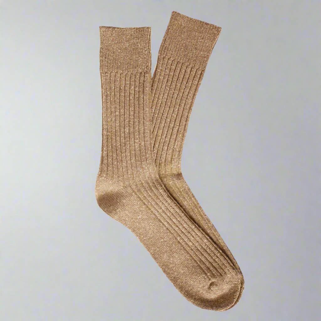 WOOL AND SILK BLEND DUST STAR SOCKS | BEIGE