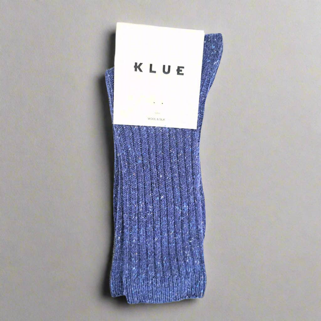 WOOL AND SILK BLEND DUST STAR SOCKS | BLUE