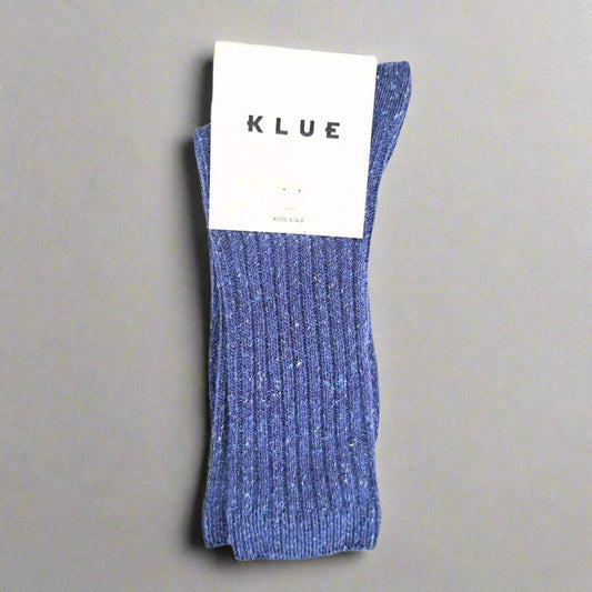 WOOL AND SILK BLEND DUST STAR SOCKS | BLUE