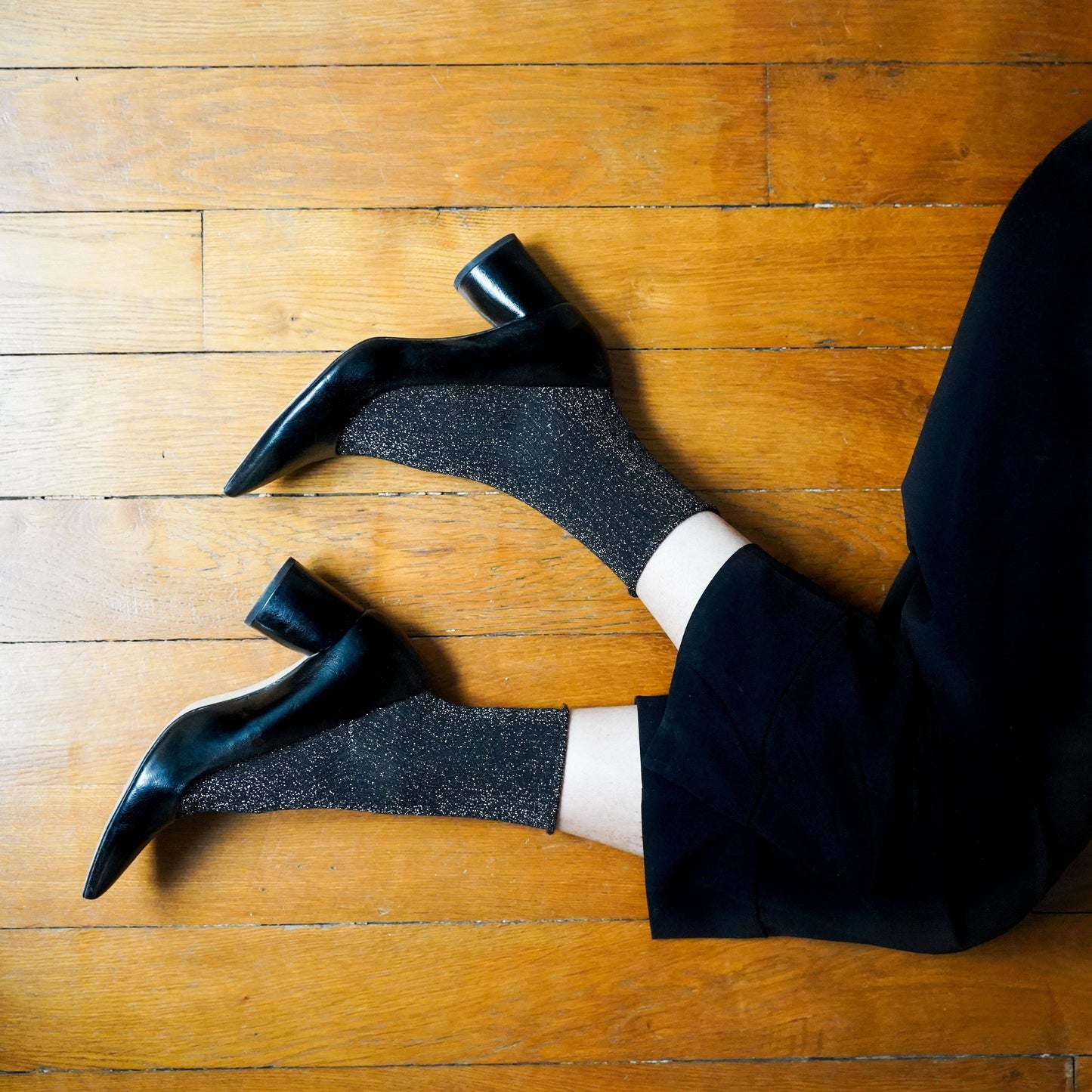 GLITTER LUREX ECO-FRIENDLY LYOCELL SOCKS | BLACK