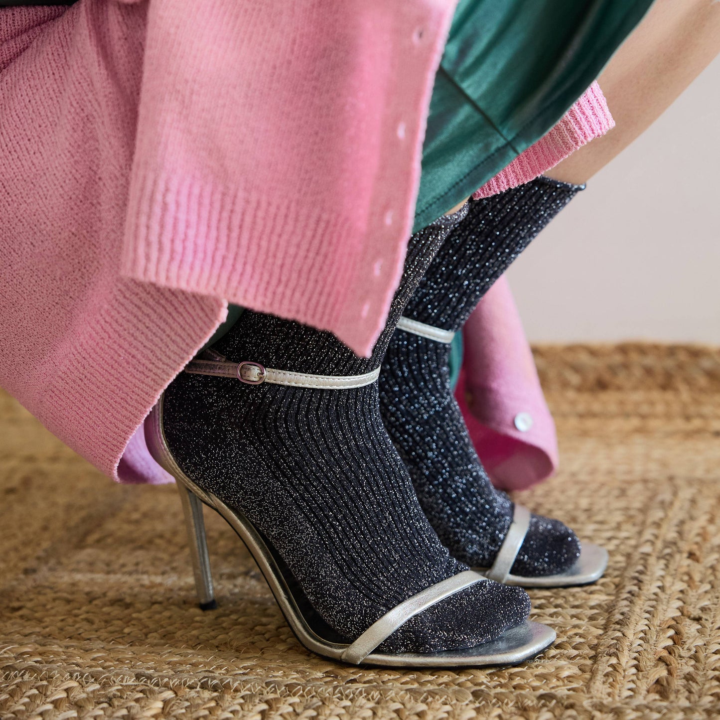 GLITTER LUREX ECO-FRIENDLY LYOCELL SOCKS | DARK GREY