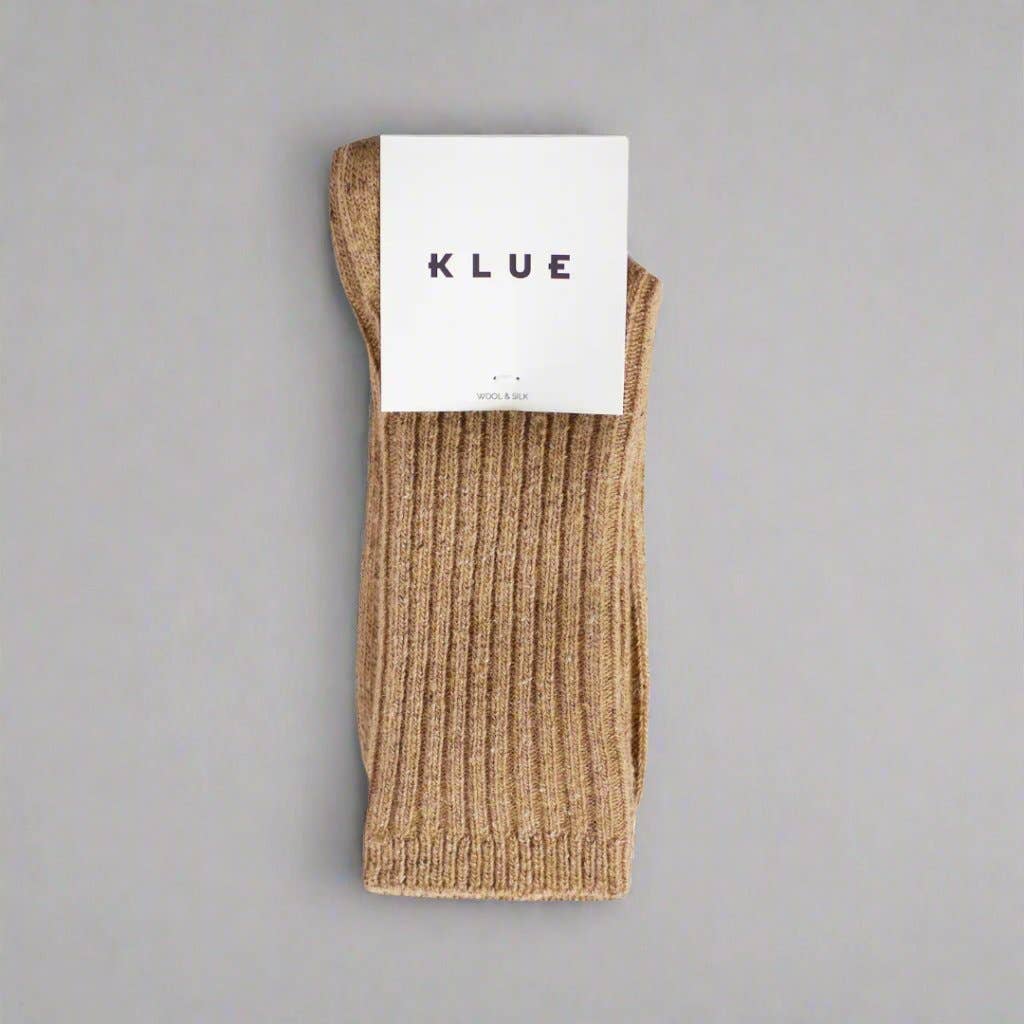 WOOL AND SILK BLEND DUST STAR SOCKS | BEIGE