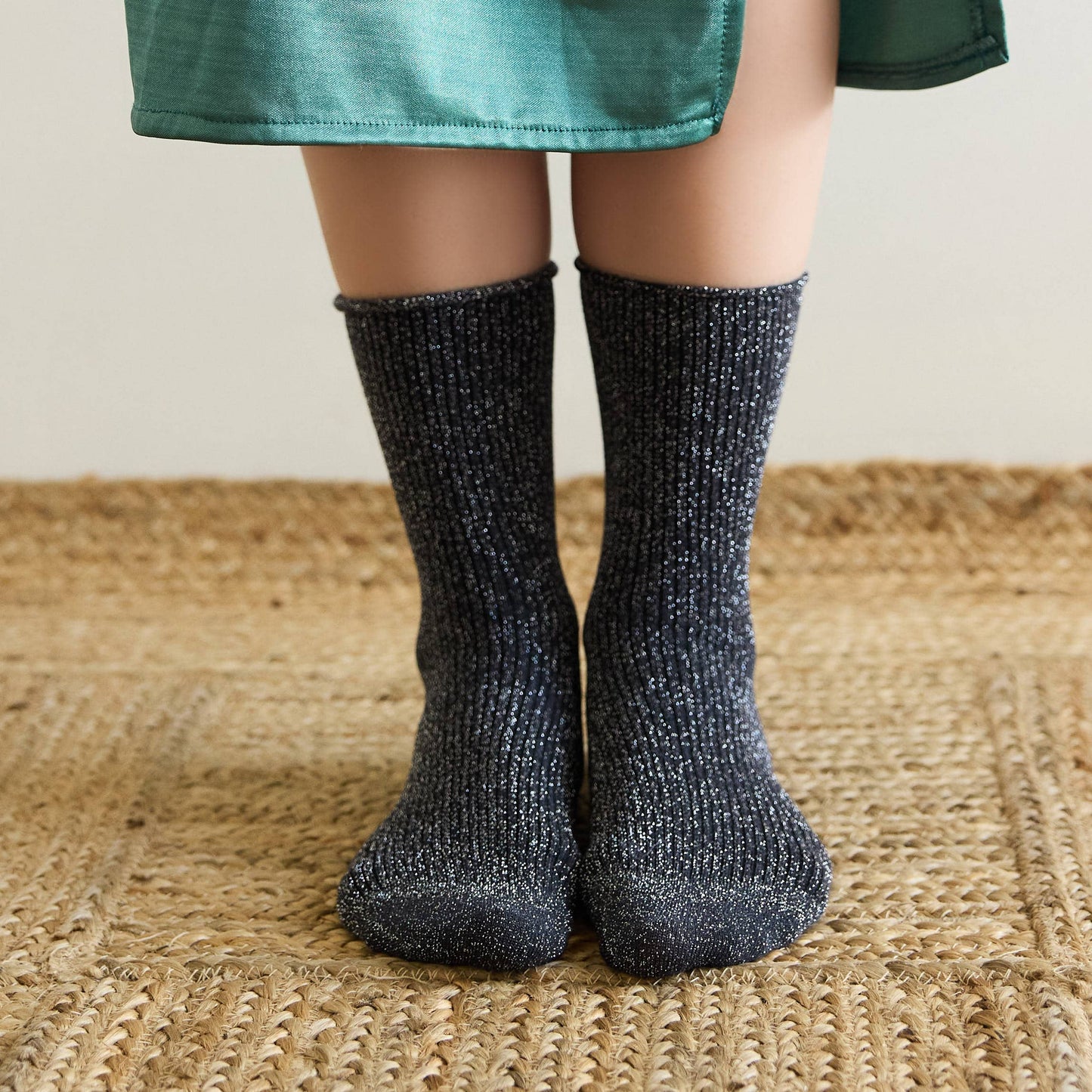 GLITTER LUREX ECO-FRIENDLY LYOCELL SOCKS | DARK GREY