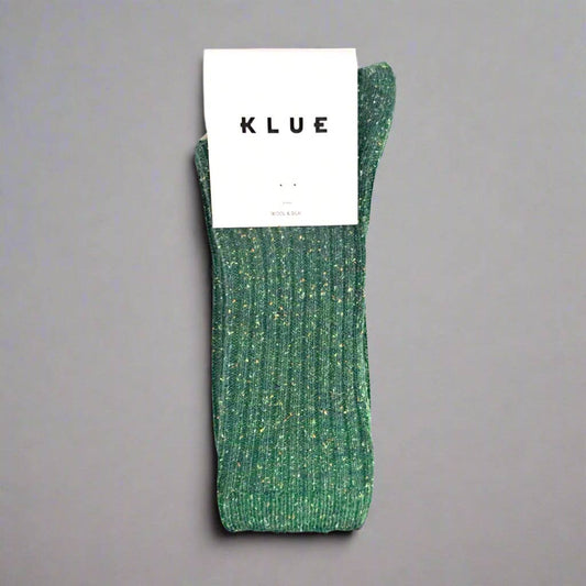 WOOL AND SILK BLEND DUST STAR SOCKS | GREEN