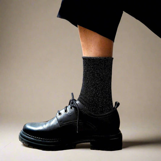 GLITTER LUREX ECO-FRIENDLY LYOCELL SOCKS | BLACK
