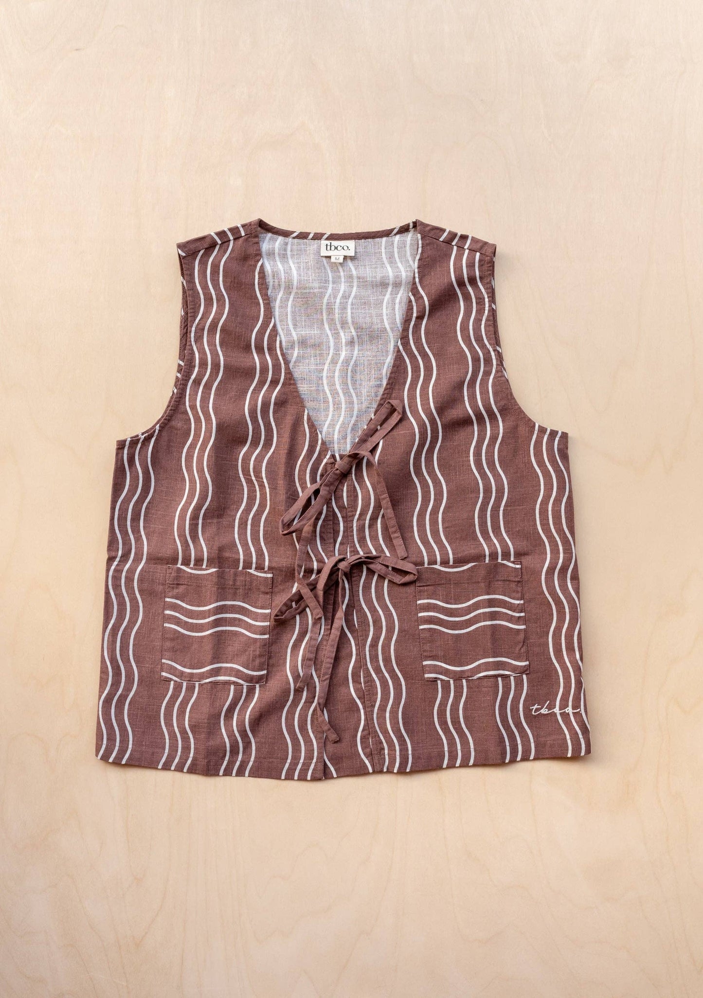 PURE COTTON TIE VEST | BROWN | WAVE