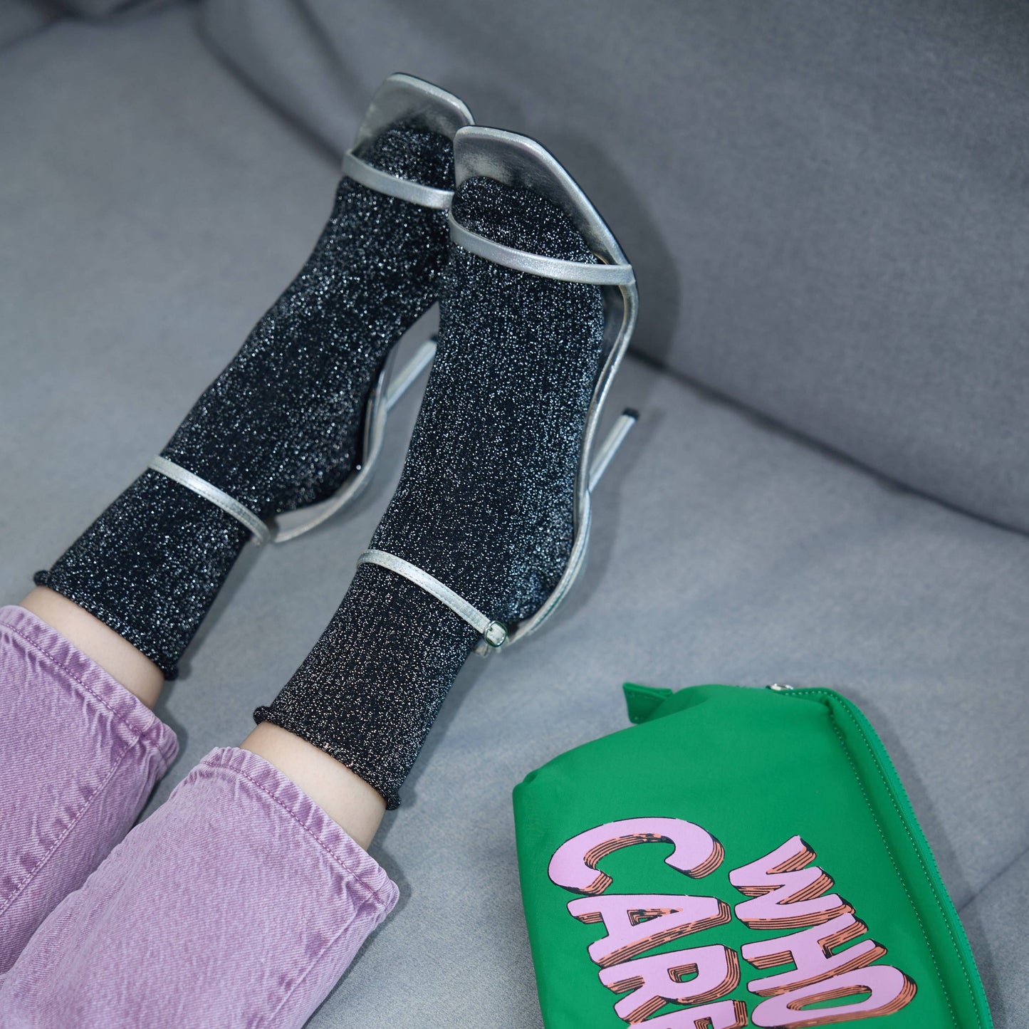 GLITTER LUREX ECO-FRIENDLY LYOCELL SOCKS | BLACK