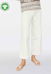 GOTS ORGANIC COTTON DENIM WIDE LEG CULOTTE | ECRU WHITE