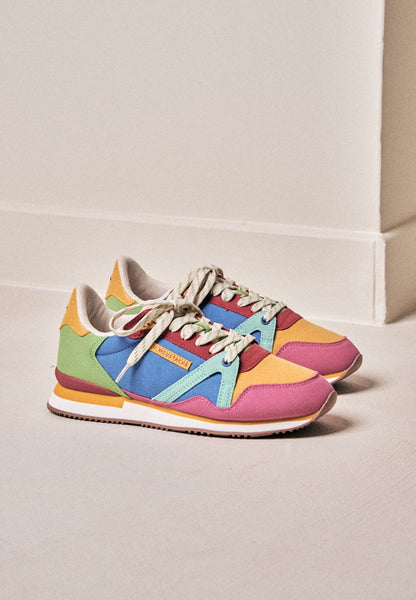 RUNNING SHOES ANDRÉE || FUCHSIA, MUSTARD, OCEAN VEGAN SUEDE
