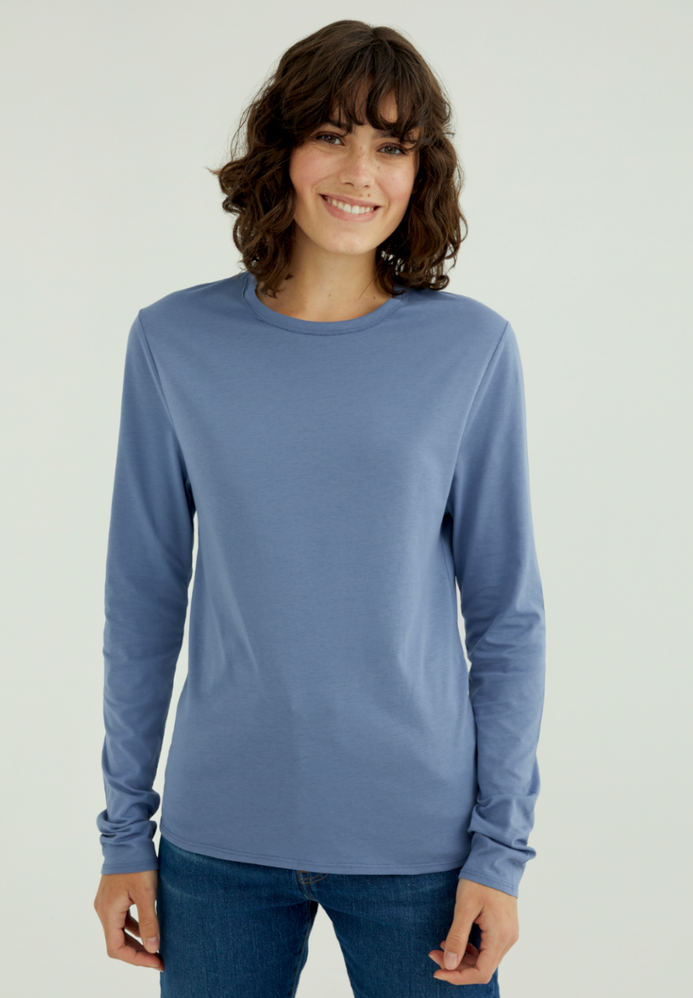 MIRA ROUND NECK LONG SLEEVE TOP || COUNTRY BLUE