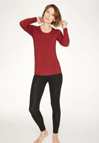 eco fashion long sleeve top made from bamboo jersey, ruby red, by thought